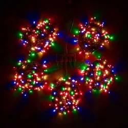 Комплект 5 Разноцветных Нитей по 20м, 1000 LED, Провод Черный ПВХ, IP54