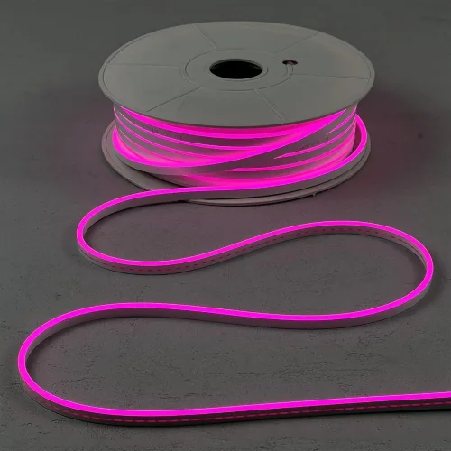 Односторонний Гибкий Неон 8х16мм Розовый 12В, IP65. Фото 1.