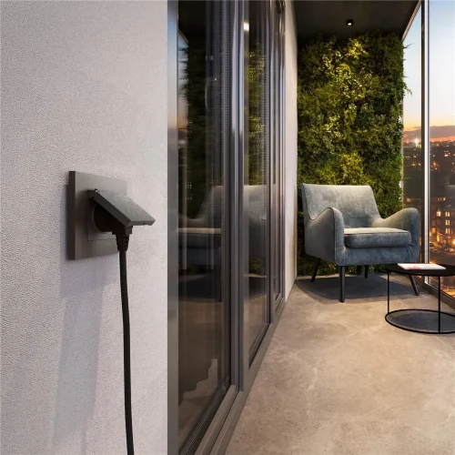 Розетка влагозащ. с зазем. с защит. крышкой и шторками N (графит рифленый) W1171204W1171204 - фото 3