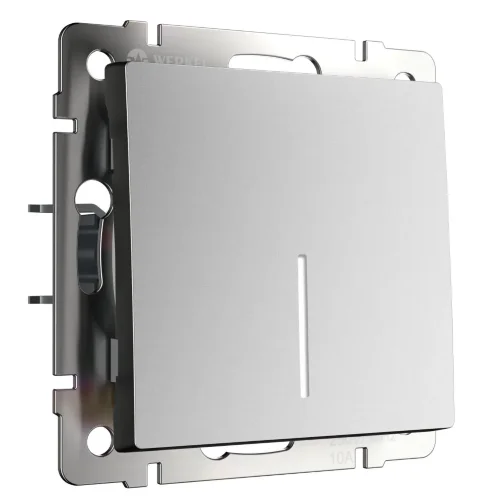 Выключатель одноклавишный проходной с подсветкой (серебряный матовый) W1112165 - фото