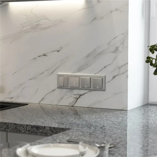 Выключатель одноклавишный проходной с подсветкой (серебряный матовый) W1112165 - фото 2