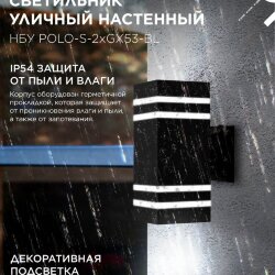 Светильник уличный настенный двусторонний НБУ POLO-S-2xGX53-BL алюминиевый черный IP54 IN HOME