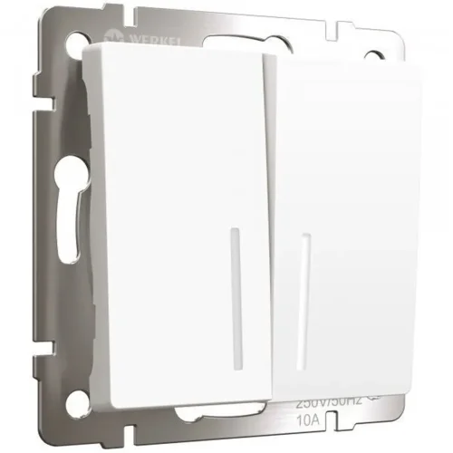 Выключатель двухклавишный с подсветкой (белый матовый) W1120161 - фото