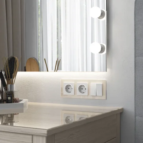 Выключатель двухклавишный с подсветкой (белый матовый) W1120161 - фото 6