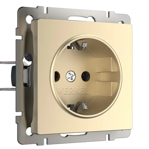 Розетка с заземлением и шторками (шампань) W1171111 - фото 2