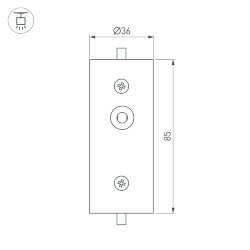 Соединитель профиля ROUND-D36-360-180 BLACK (Arlight, Алюминий) 050536