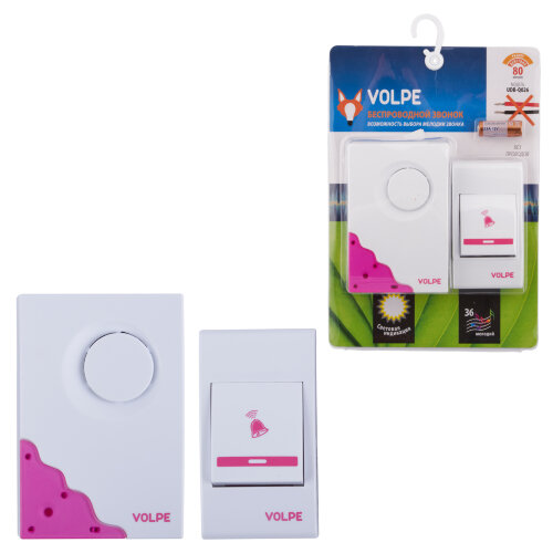 UDB-Q026 W-R1T1-16S-80M-WH Звонок беспроводной, 36 мелодий, Световая индикация, Радиус действия 80 метров, Блистерная упаковка, Белый. - фото 8