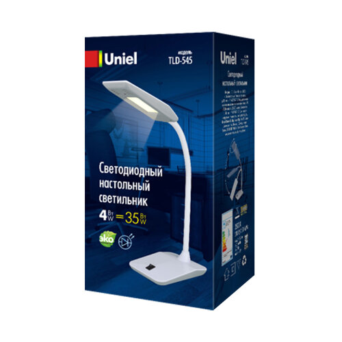 TLD-545 Grey-White/LED/350Lm/3500K Светильник настольный, 4W. Механический выключатель. Серый с белым. ТМ Uniel - фото