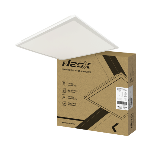 Панель светодиодная встраиваемая герметичная ДВО-PRO-IP54 4040-ОПАЛ 40Вт 4000К 120лм/Вт CRI80 IP54 595х595х30мм белая NEOX - Фото