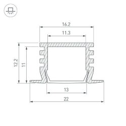 Профиль U-16/12-IN RAL9003 (с экраном) — 2000мм