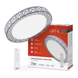 Светильник светодиодный COMFORT LOFT-G 75Вт 230В 3000-6500K 6000Лм 500x105мм с пультом ДУ IN HOME