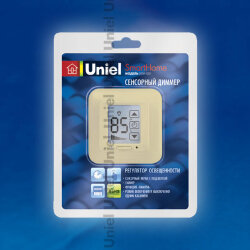 USW-001-LCD-DM-40-500W-TM-M-BG Выключатель с регулятором яркости лампы диммер и таймером выключения, Сенсорная панель, Блистер, Цвет бежевый