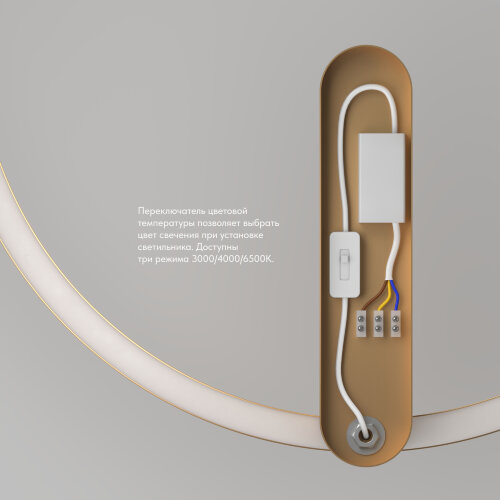 DK5035-SG Бра ROUND со светодиодом, IP20, 24W, 3000/4000/6500K, матовое золото, алюминий. Фото 7