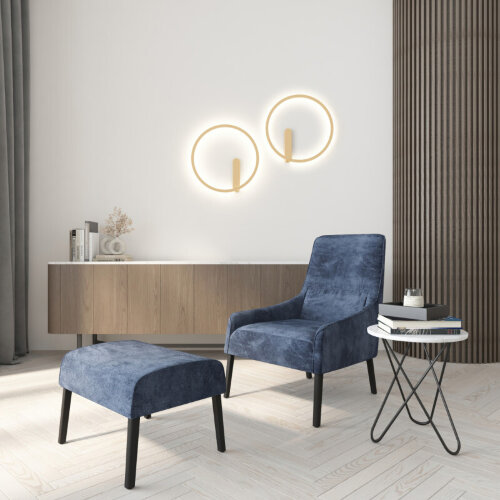 DK5035-SG Бра ROUND со светодиодом, IP20, 24W, 3000/4000/6500K, матовое золото, алюминий. Фото 8