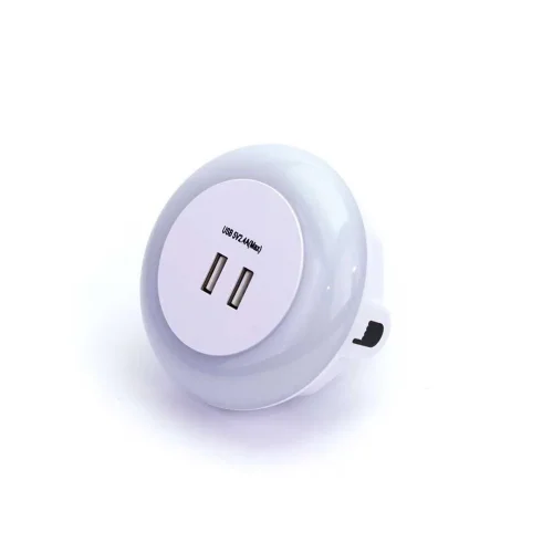 Светильник ночник WTG-050USB TL300 (220V, 2x USB 5V2,4A Max, с датчиком освещенности) - фото I
