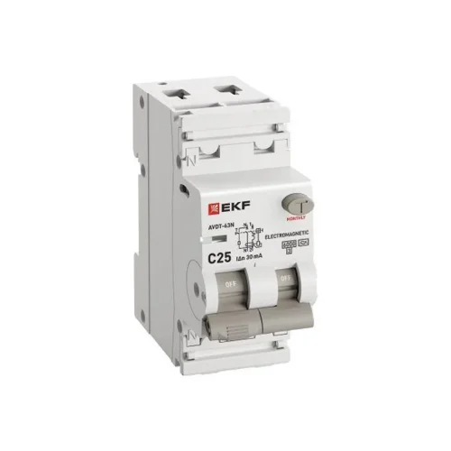 Выключатель автоматический дифференциального тока 2п (1P+N) C 25А 30мА тип A 6кА АВДТ-63N (электромех.) PROxima EKF D63N26MA25C30 - фото 2