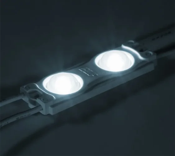 Модуль светодиодный ELF 2SMD диод 2835, с линзой, 160гр.,12В, IP 65, STD-2, холодный белый - фото