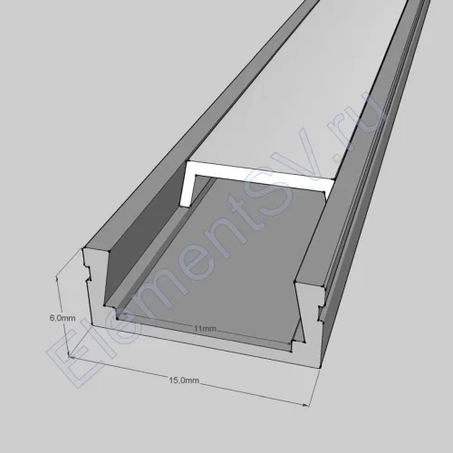 Алюминиевый профиль 551D (2000х15х6мм с рассеивателем) - фото 2.