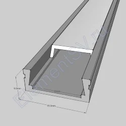 Алюминиевый профиль 551D (2000х15х6мм с рассеивателем)