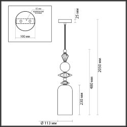 Подвес «ODEON LIGHT EXCLUSIVE» 4855/1, серия: BIZET (крепление на планке) - Светильники с керамикой