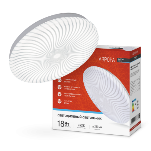 Светильник светодиодный серии DECO АВРОРА 18Вт 230В 6500К 1620Лм 260х55мм IN HOME - Фото