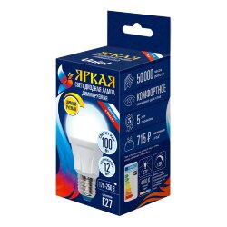 LED-A60 12W-4000K-E27-FR-DIM PLP01WH Лампа светодиодная, диммируемая, Форма А, матовая, Серия Яркая, Белый свет 4000К.
