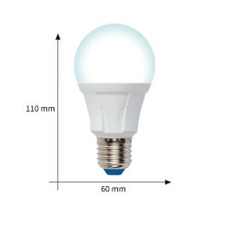 LED-A60 12W-4000K-E27-FR-DIM PLP01WH Лампа светодиодная, диммируемая, Форма А, матовая, Серия Яркая, Белый свет 4000К.