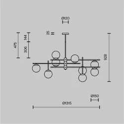 Подвесной светильник Nostalgia E14х9 (Черный и Золото)