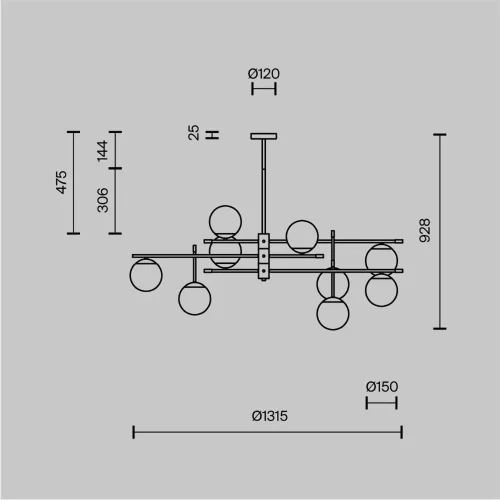 Подвесной светильник Nostalgia E14х9 (Черный и Золото) - фото 13