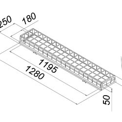 Накладной светодиодный светильник для спортзалов с защитной решеткой 60 Вт IP65 1280х250х95 мм 4000К Опал