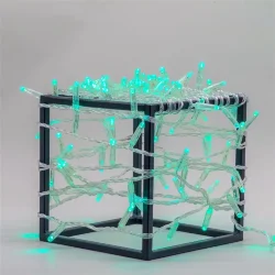 Гирлянда Нить с Колпачком 10м Аква 220В, 100 LED, Провод Прозрачный ПВХ, IP65