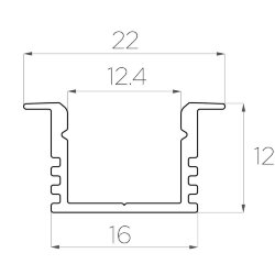 Профиль врезной алюминиевый LC-LPV-1222-2 Anod