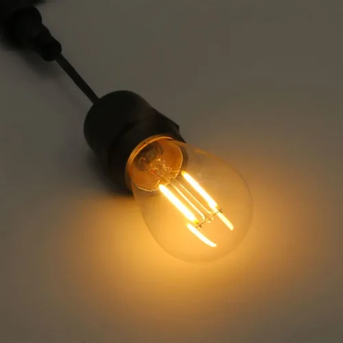 Лампа Филаментная H60 мм 220В, Цоколь E27, 2 Вт, Тепло-белая, 2700К. Фото 3.