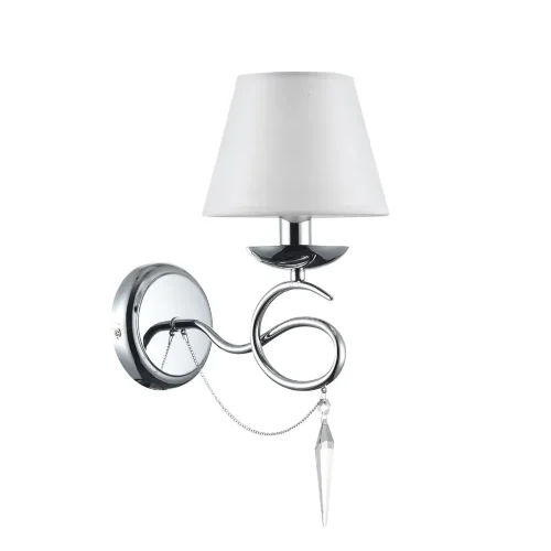 Светлые абажуры из ткани сочетаются с металлической арматурой в цвете хром и декоративными подвесками из стекла. Светильники Haley подходят для интерьеров в классическом стиле, например, для гостиных и спален. (Хром) - фото 3