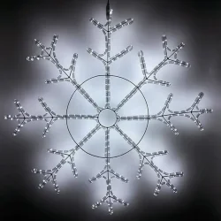Светодиодная Снежинка «Зимняя Классика» Ø1,1м Белая, Дюралайт на Металлическом Каркасе, IP65
