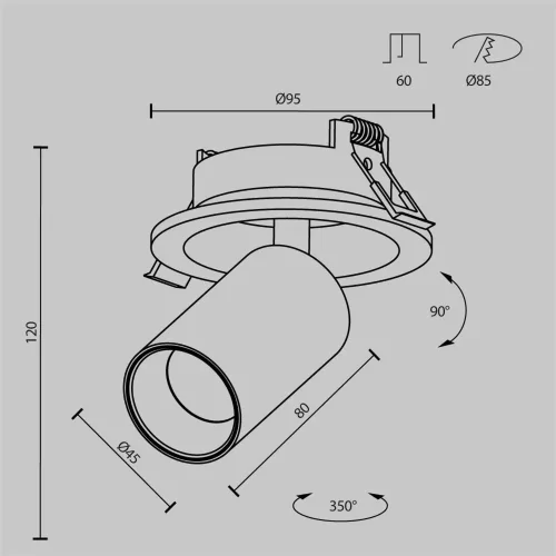 Встраиваемый светильник FOCUS LED 2700K 7Вт 50° (Черный) - фото 12