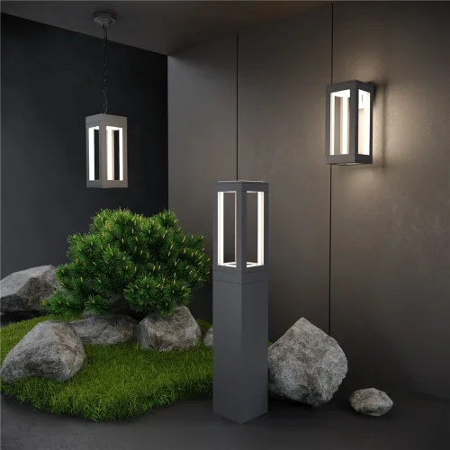 Уличный настенный светодиодный светильник Frame LED IP54 1527 TECHNO LED серый - фото 6