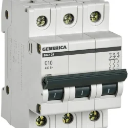Выключатель автоматический модульный 3п C 10А 4.5кА ВА47-29 GENERICA MVA25-3-010-C