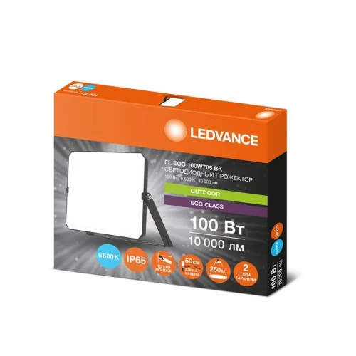 Прожектор светодиодный СДО FL ECO 100W 765 G4 уличный матов. стекло алюм. черн. LEDVANCE 4099854400179 - фото 2