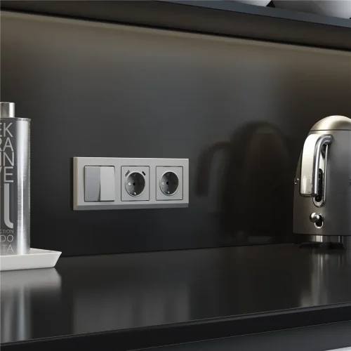 Розетка с заземлением (серебряный матовый) W1171065 - фото 2