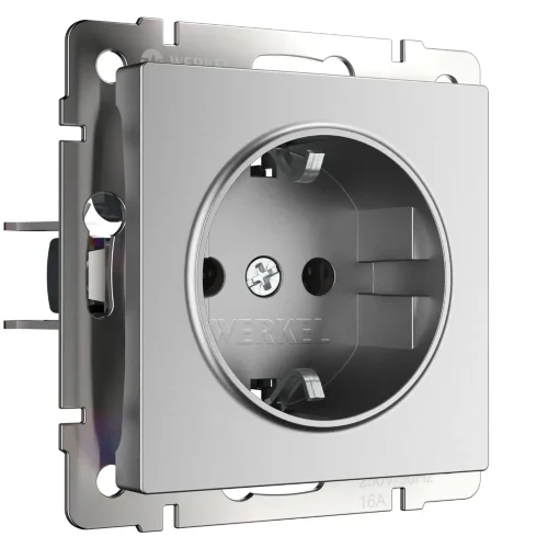 Розетка с заземлением (серебряный матовый) W1171065 - фото 2