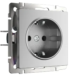 Розетка с заземлением (серебряный матовый) W1171065