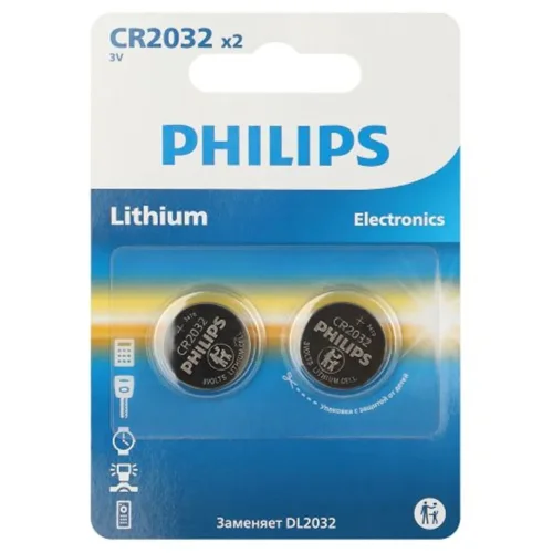 Элемент питания литиевый CR2032 (блист. 2шт) Philips Б0062716 - фото