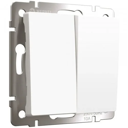 Выключатель двухклавишный проходной (белый матовый) W1122061 - фото