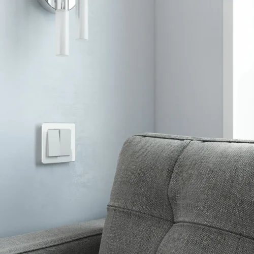 Выключатель двухклавишный проходной (белый матовый) W1122061 - фото 3