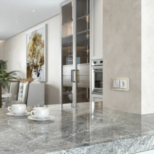 Выключатель двухклавишный проходной (белый матовый) W1122061 - фото 6