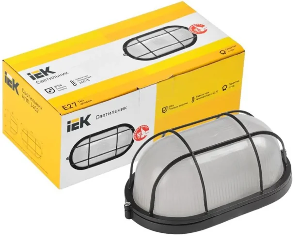 Светильник НПП 1402 60Вт E27 IP54 черн. овал с решеткой IEK LNPP0-1402-1-060-K02 - фото 2
