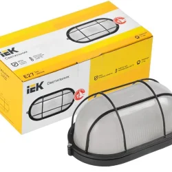 Светильник НПП 1402 60Вт E27 IP54 черн. овал с решеткой IEK LNPP0-1402-1-060-K02