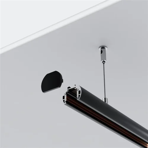 Шинопровод 2м Exility низкопрофильный подвесной круглый (Черный) - фото 4