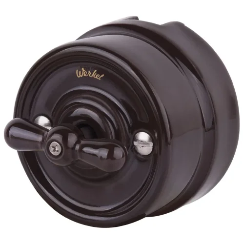 Переключатель/выключатель одноклавишный коричневый ретро W5612014 - фото